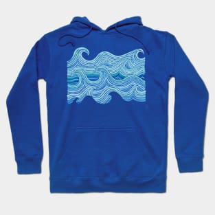 BLUE WAVES - WATERCOLOR PAINTING - OCEAN WAVES - RIVER RAPIDS Hoodie
